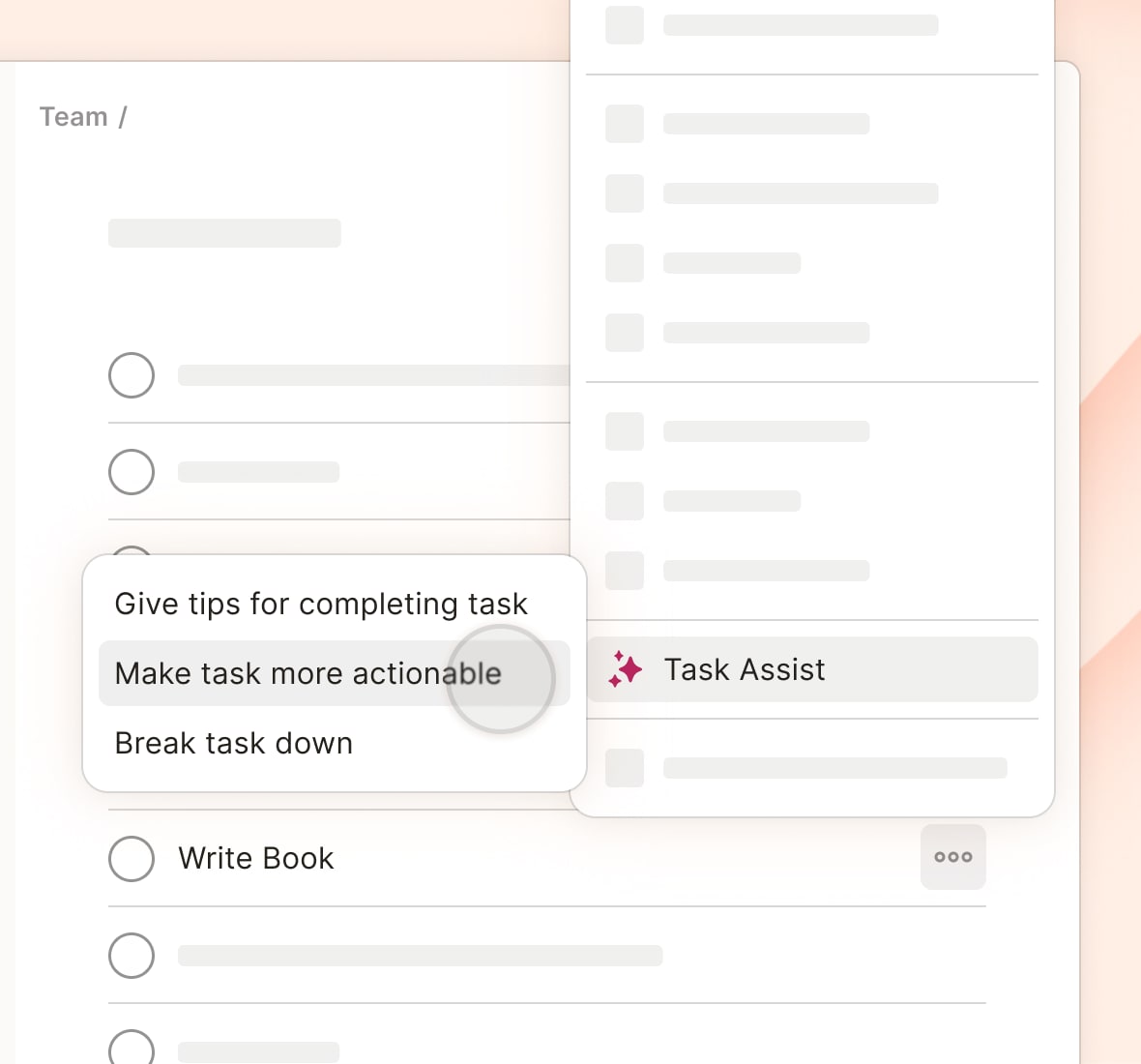 Select Task Assist from a task's context menu to get help accomplishing your tasks.