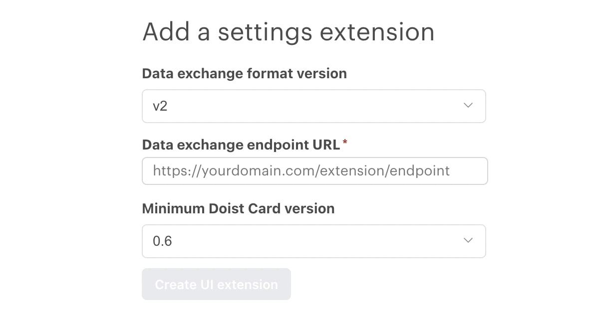 New Settings UI Extension