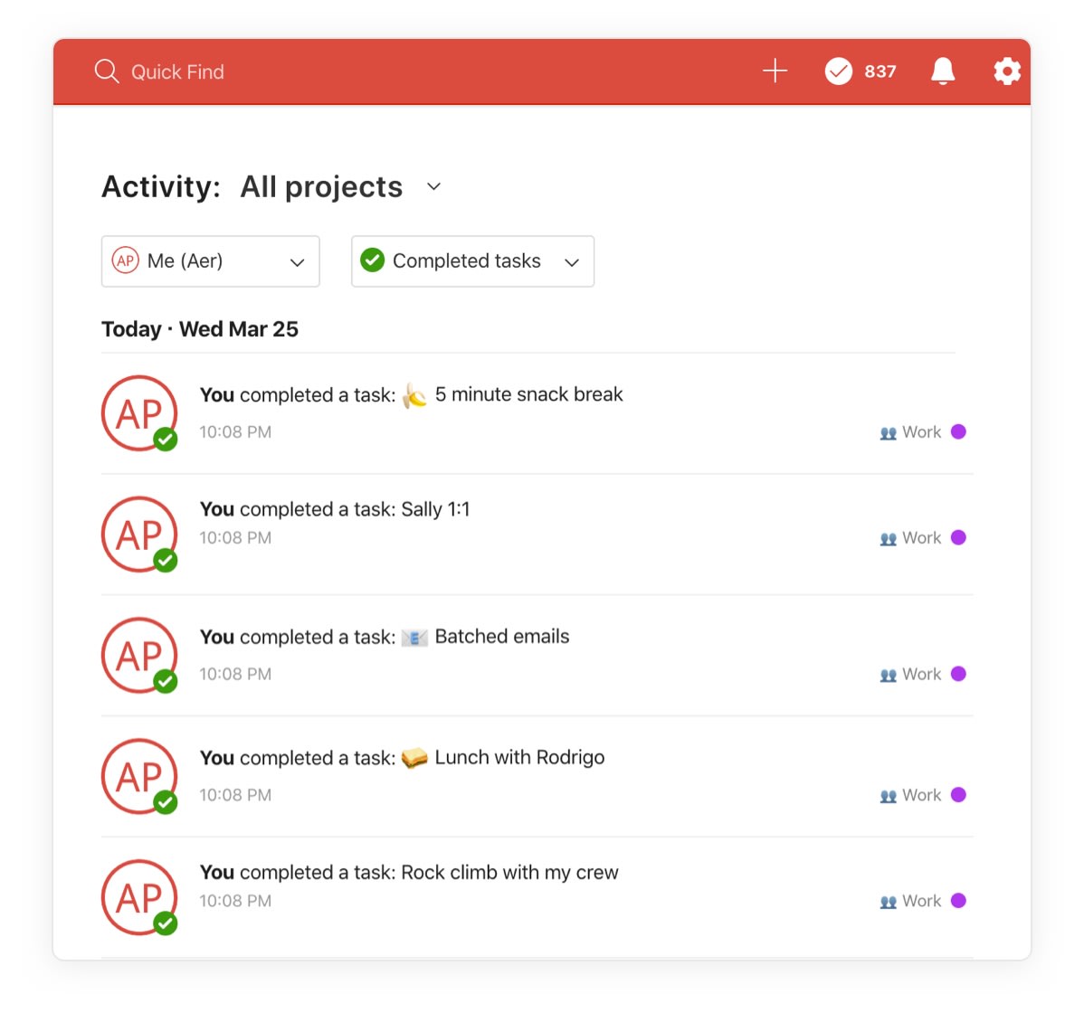 Premium and Business users can find completed tasks in the <a href="https://www.todoist.com/help/articles/view-the-activity-log-oOra6D">activity log</a>. Ready to report? Here’s how to <a href="https://www.todoist.com/inspiration/how-to-promote-yourself-at-work">promote your value at work</a>.