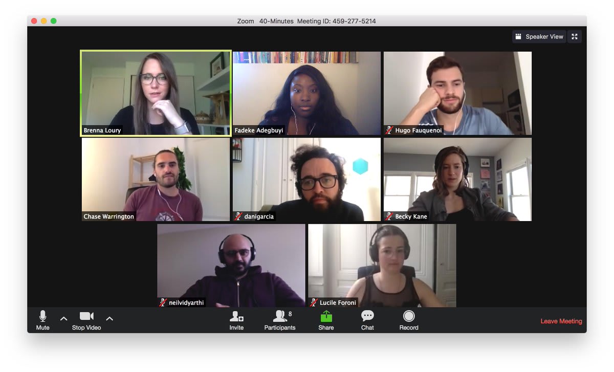 A monthly marketing team meeting via Zoom.