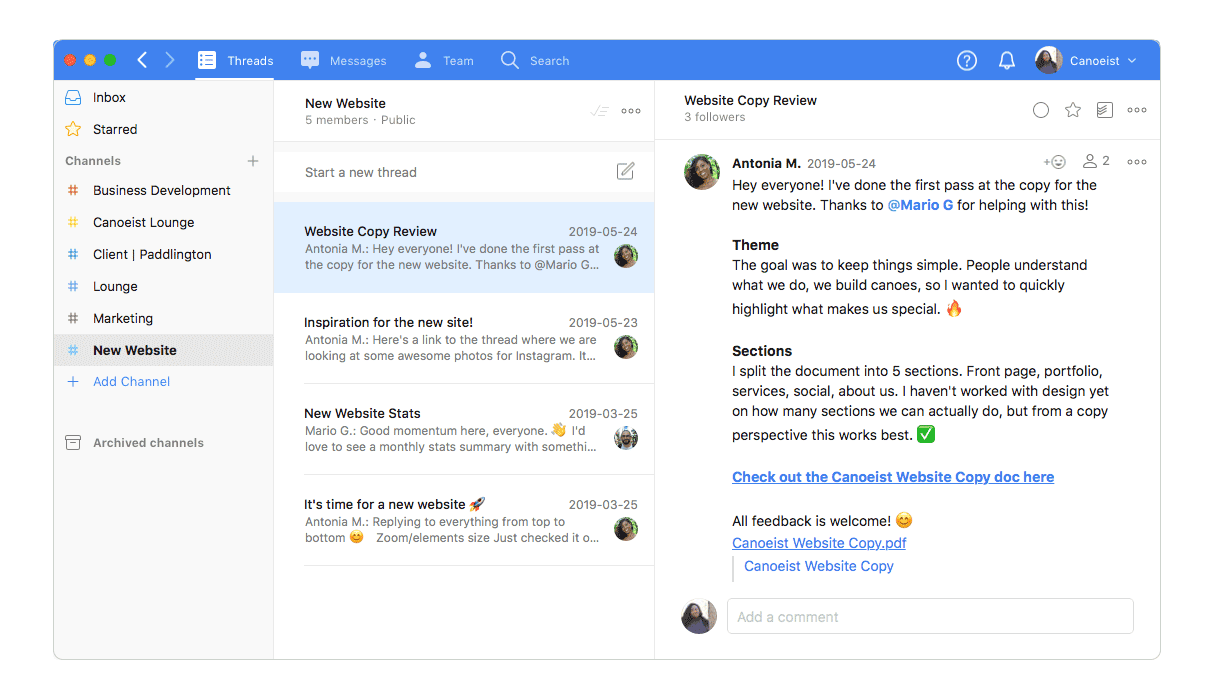 Coordinating a "New Website" project in Twist
