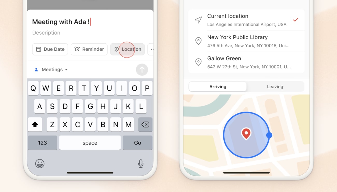 An updated design on iOS with bigger map and adjustable radius