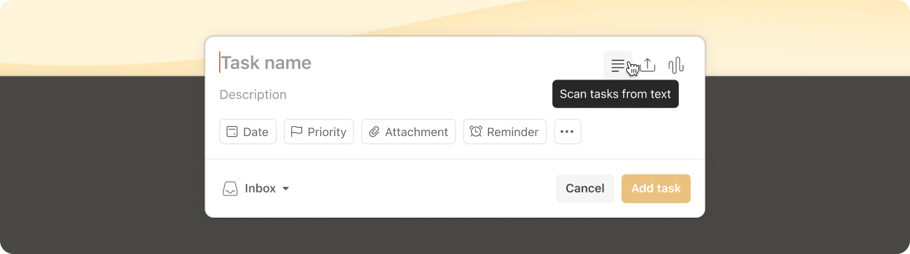 Text and image scan in Quick Add