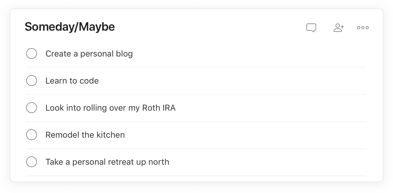 Maak een ooit/misschien-project aan om je toekomstideeën onderdak te geven
