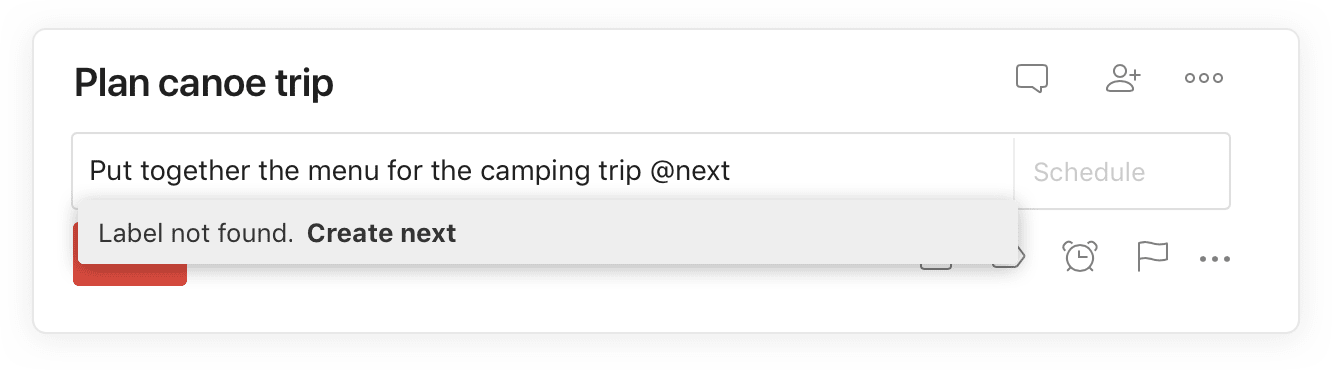Maak een nieuw label @volgend aan