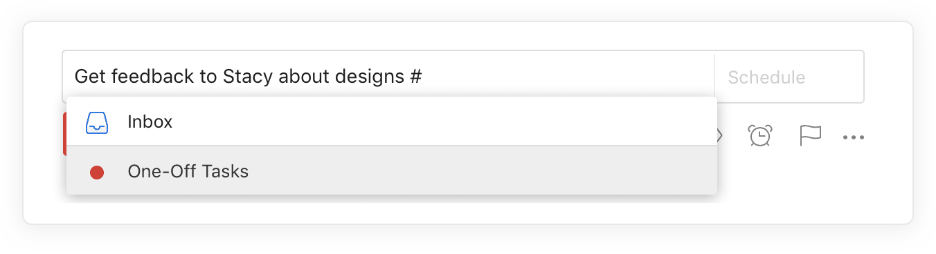 Gebruik de sneltoets # om een project te selecteren