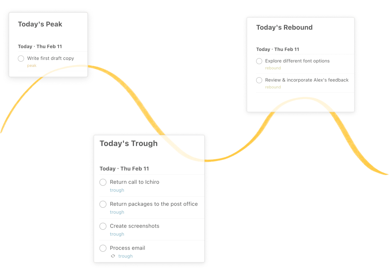 Click on the filter view to match your energy level.