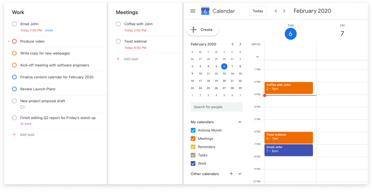 Bekijk je Todoist-taken in je Google Agenda en de evenementen in je Google Agenda in Todoist.