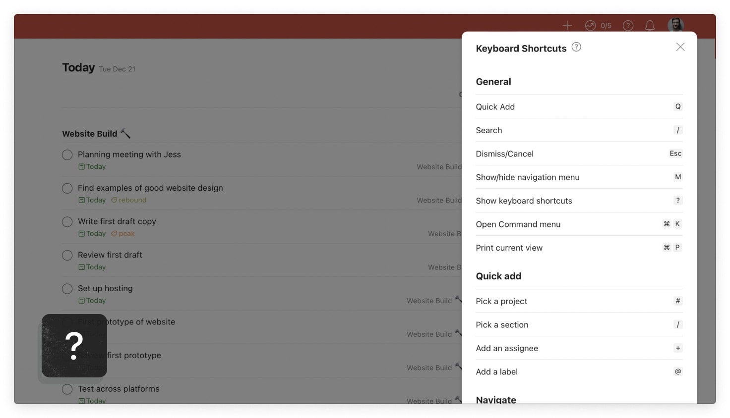 See all 39 keyboard shortcuts by hitting ?.