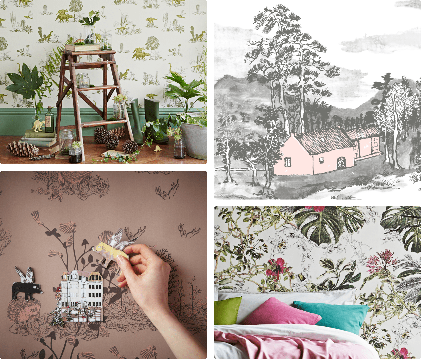 Designer Sian Zeng creates inspired wallpaper designs like dinosaurs, seasons, and the jungle.