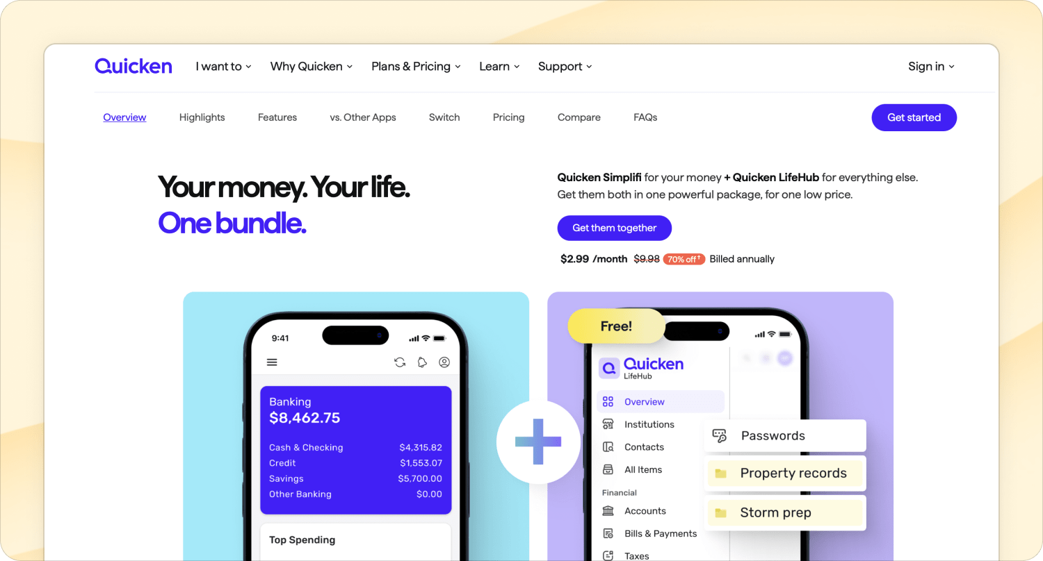 Quicken Simplifi homepage
