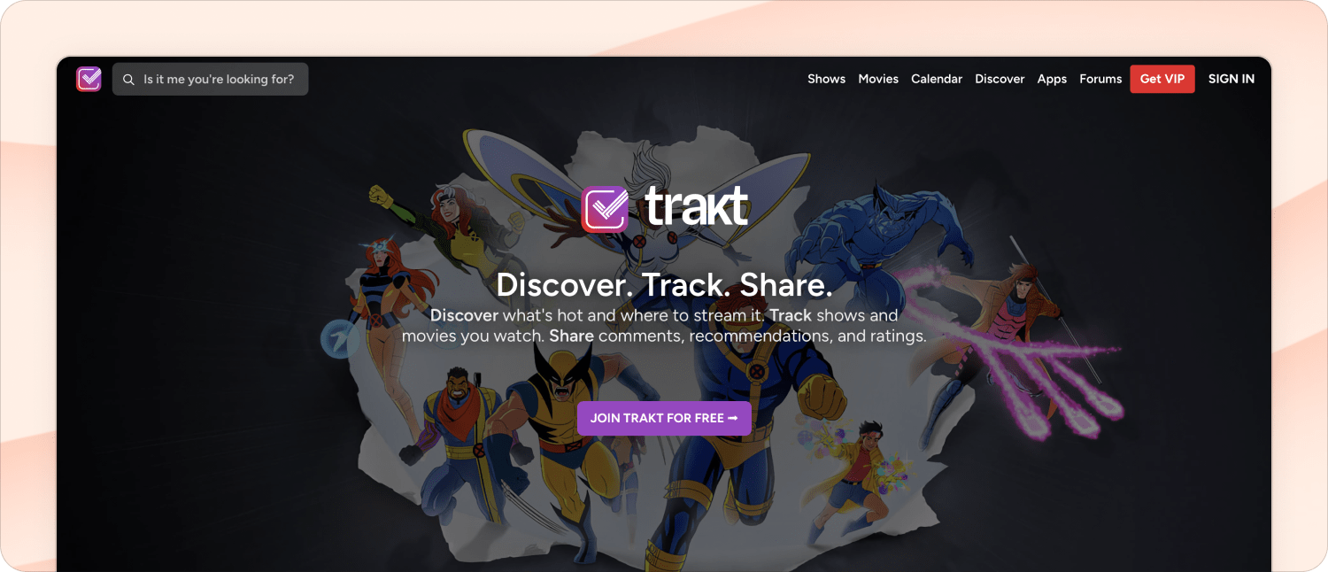 Trakt.tv homepage