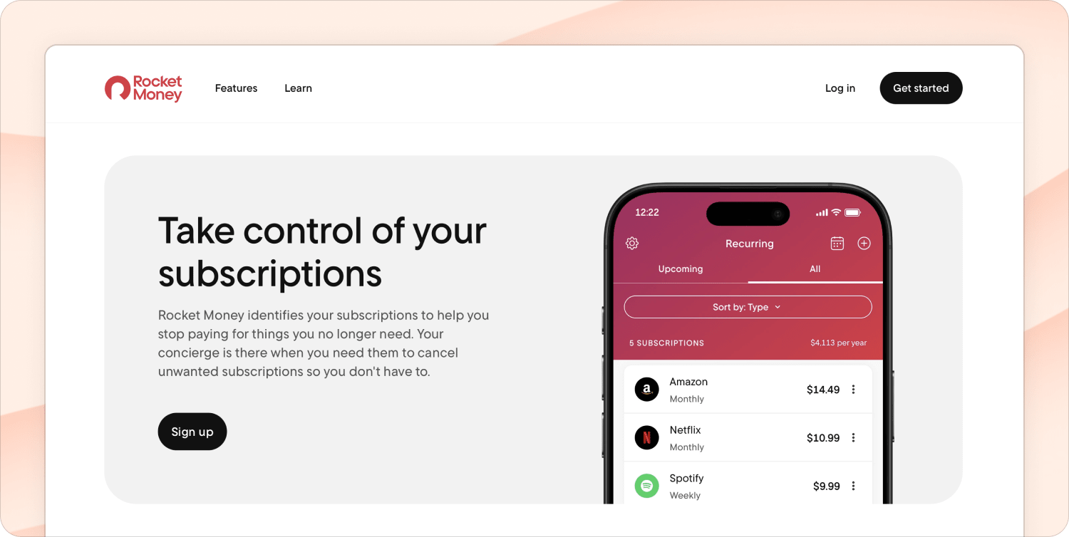 Rocket Money homepage