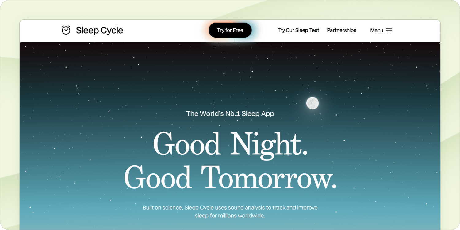 SleepCycle homepage