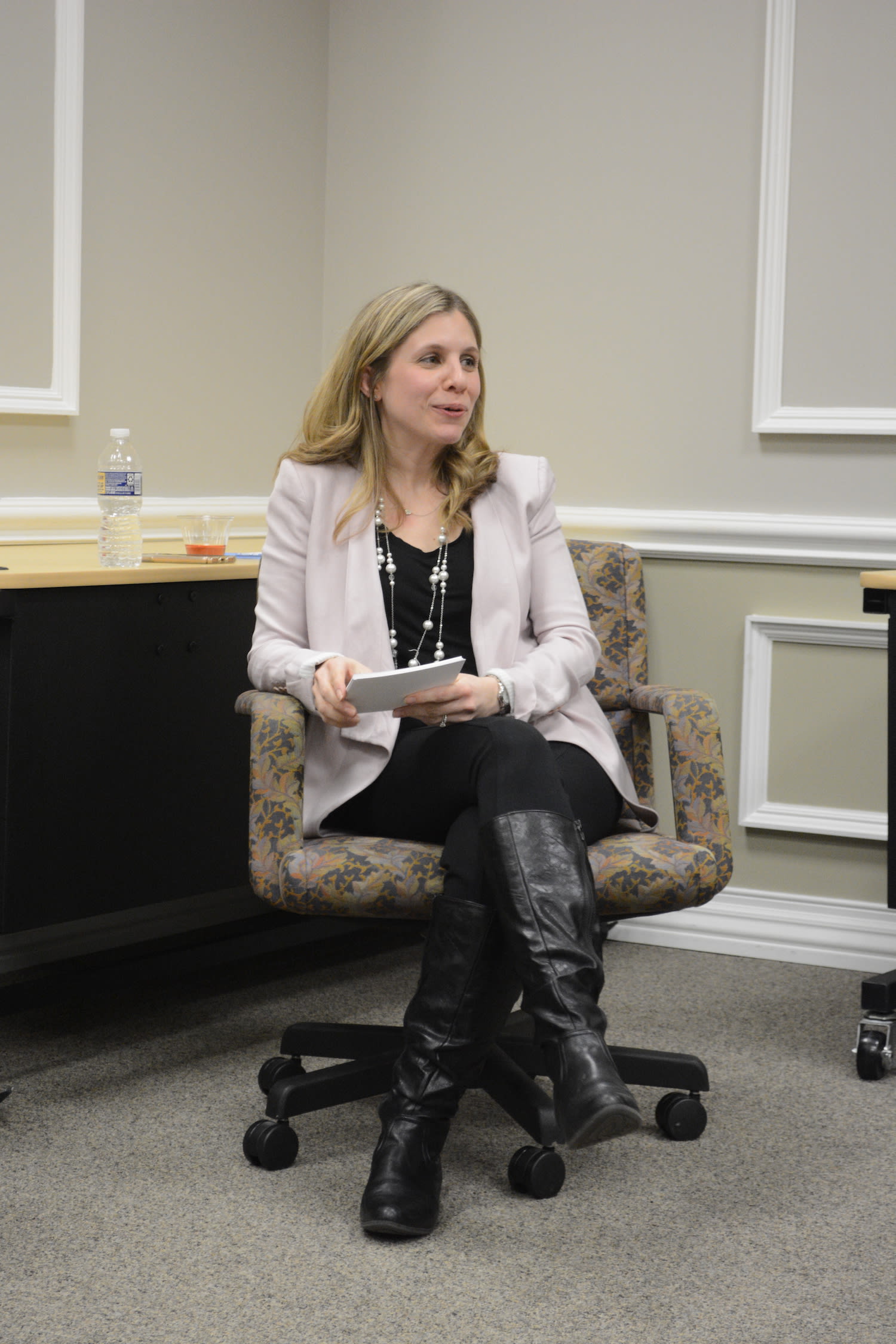 Mary Clavieres hosting a recent panel about scaling a business for the Hoboken Mom Entrepreneurs Group, which she founded. Source: Mary Clavieres