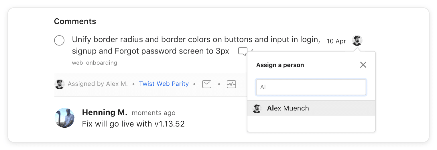 Assign task back to a designer