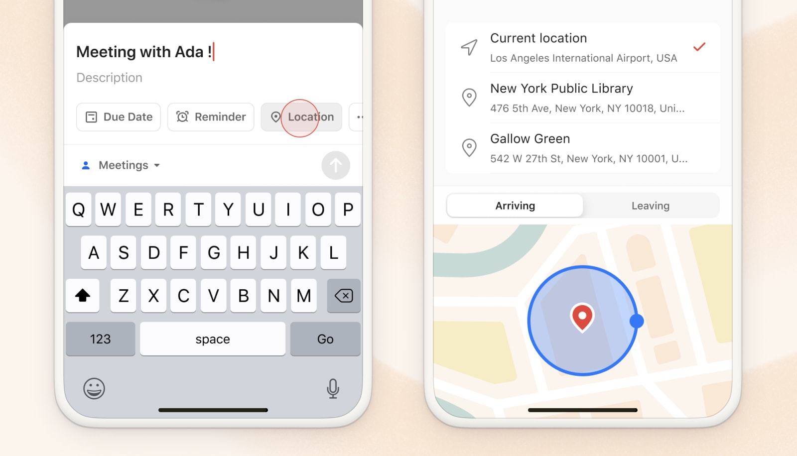 An updated design on iOS with bigger map and adjustable radius