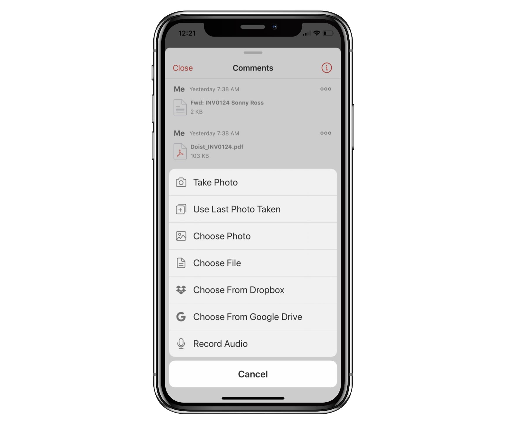 Voeg referentiemateriaal (foto’s, documenten, links, notities of zelfs audiobestanden) toe aan de relevante taken.