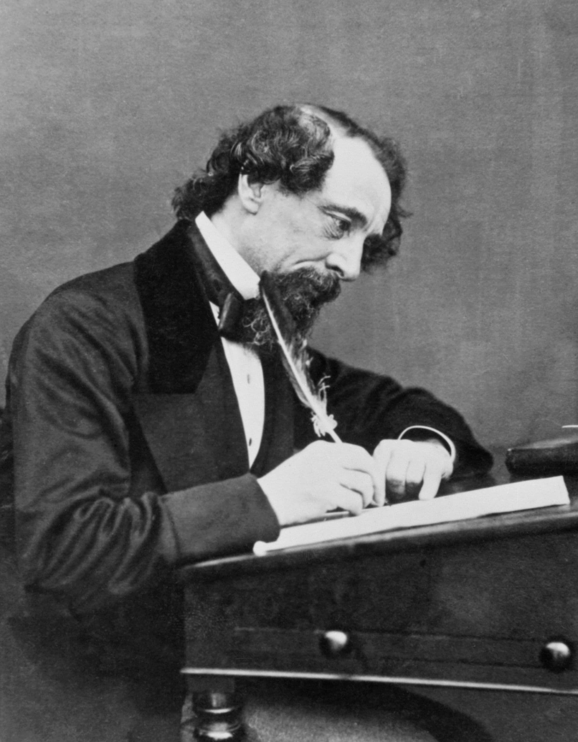 <strong>Charles Dickens</strong> was an English writer and is widely regarded as one of the greatest novelists of the Victorian Era. Despite no formal education, he went on to write acclaimed novels like <em>Oliver Twist</em>, <em>A Christmas Carol</em>, <em>David Copperfield</em>, and <em>A Tale of Two Cities</em>. He kept a regimented writing schedule and produced 2,000 words per day, with the exception of Sundays. (Photo Credit: <a href="https://www.dkfindout.com/us/history/victorian-britain/charles-dickens/">DK Find Out</a>)