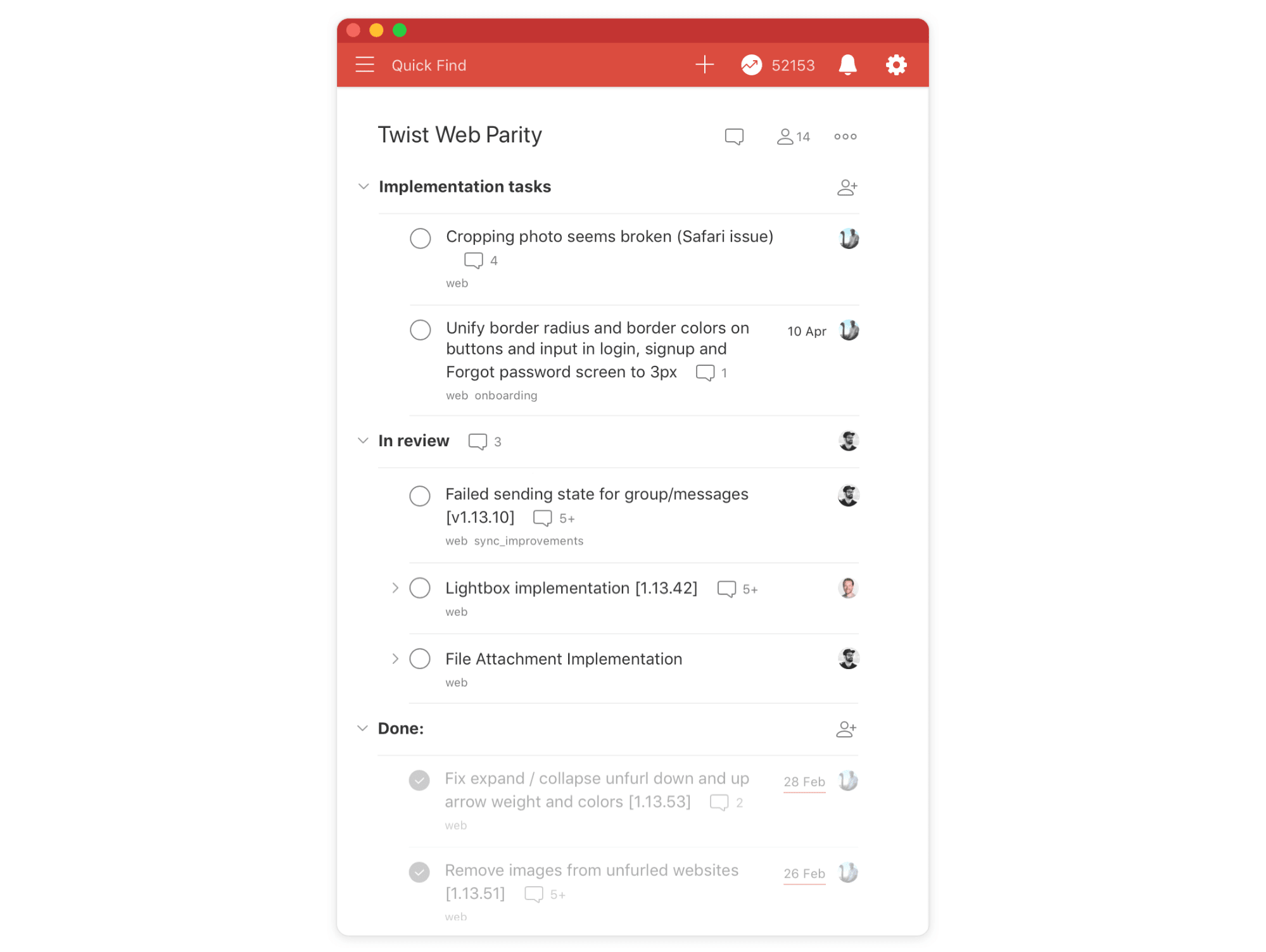 A shared project in Todoist