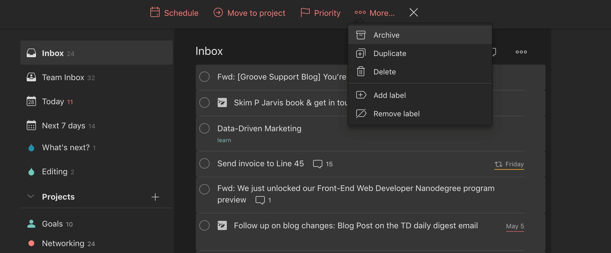 Me archiving years' worth of accumulation in my Inbox.