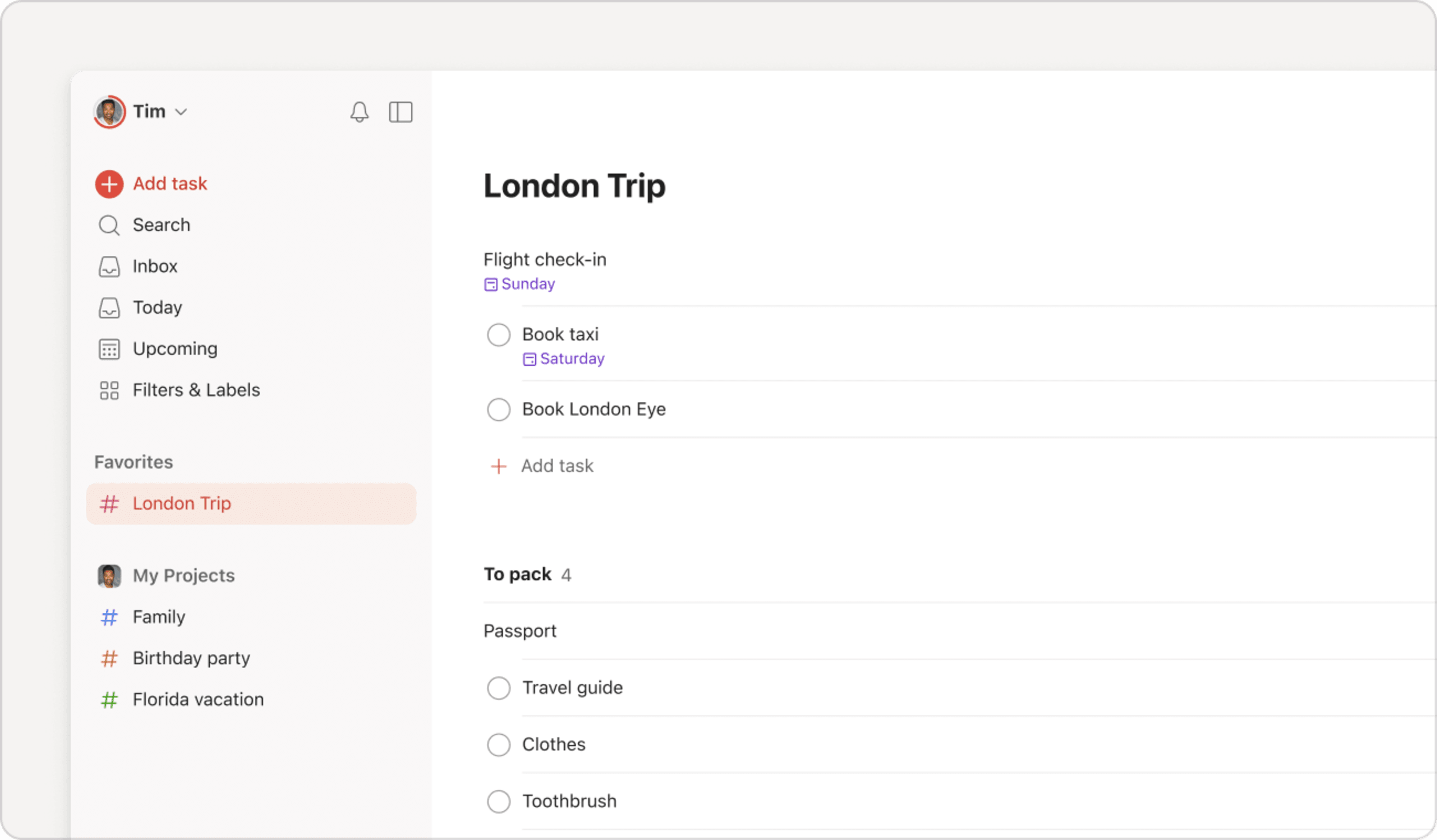 Creation of projects in Todoist