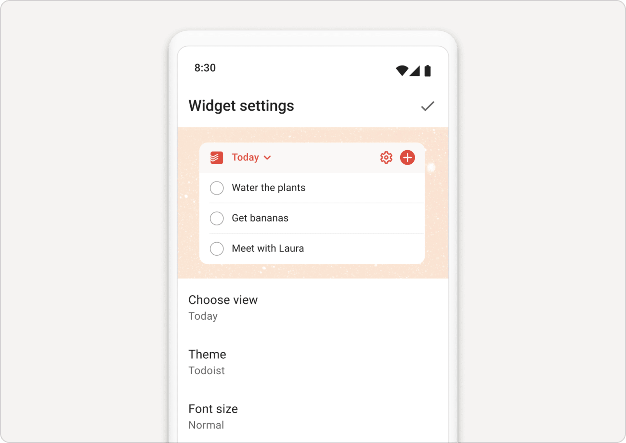 Добавление виджета Todoist на домашний экран Android