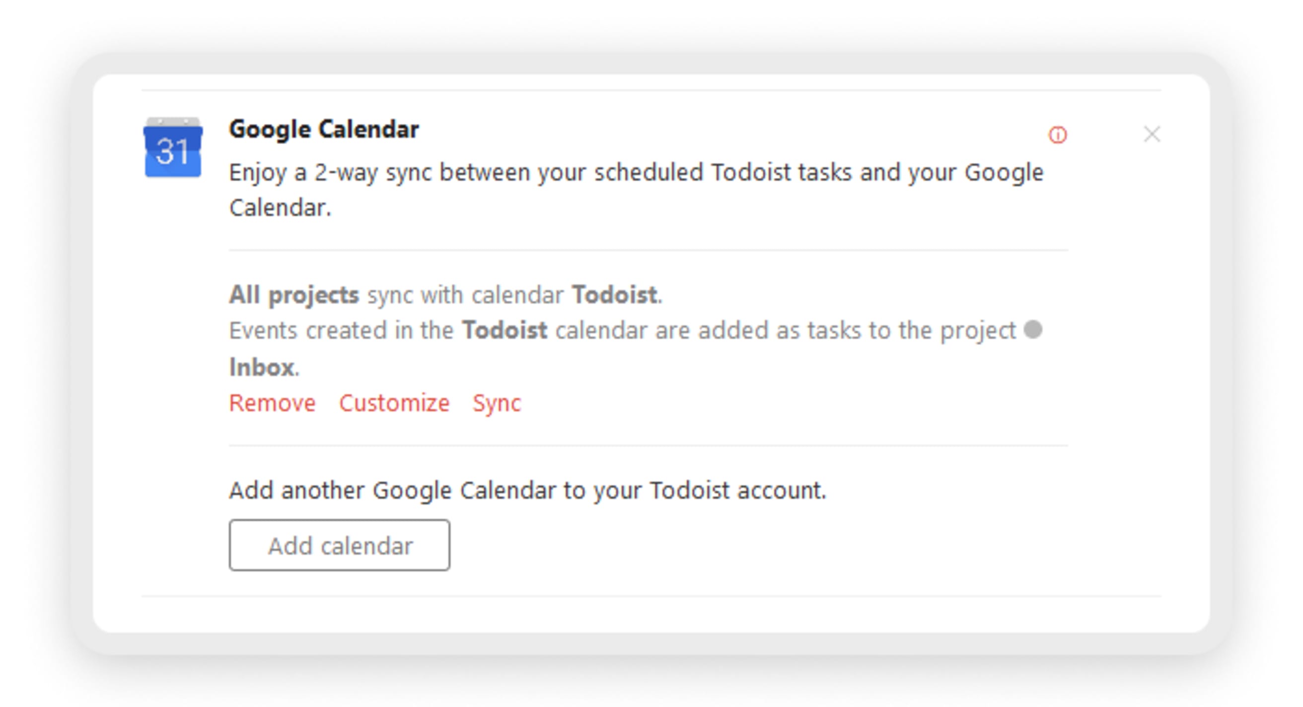 Использование Google Календаря с Todoist