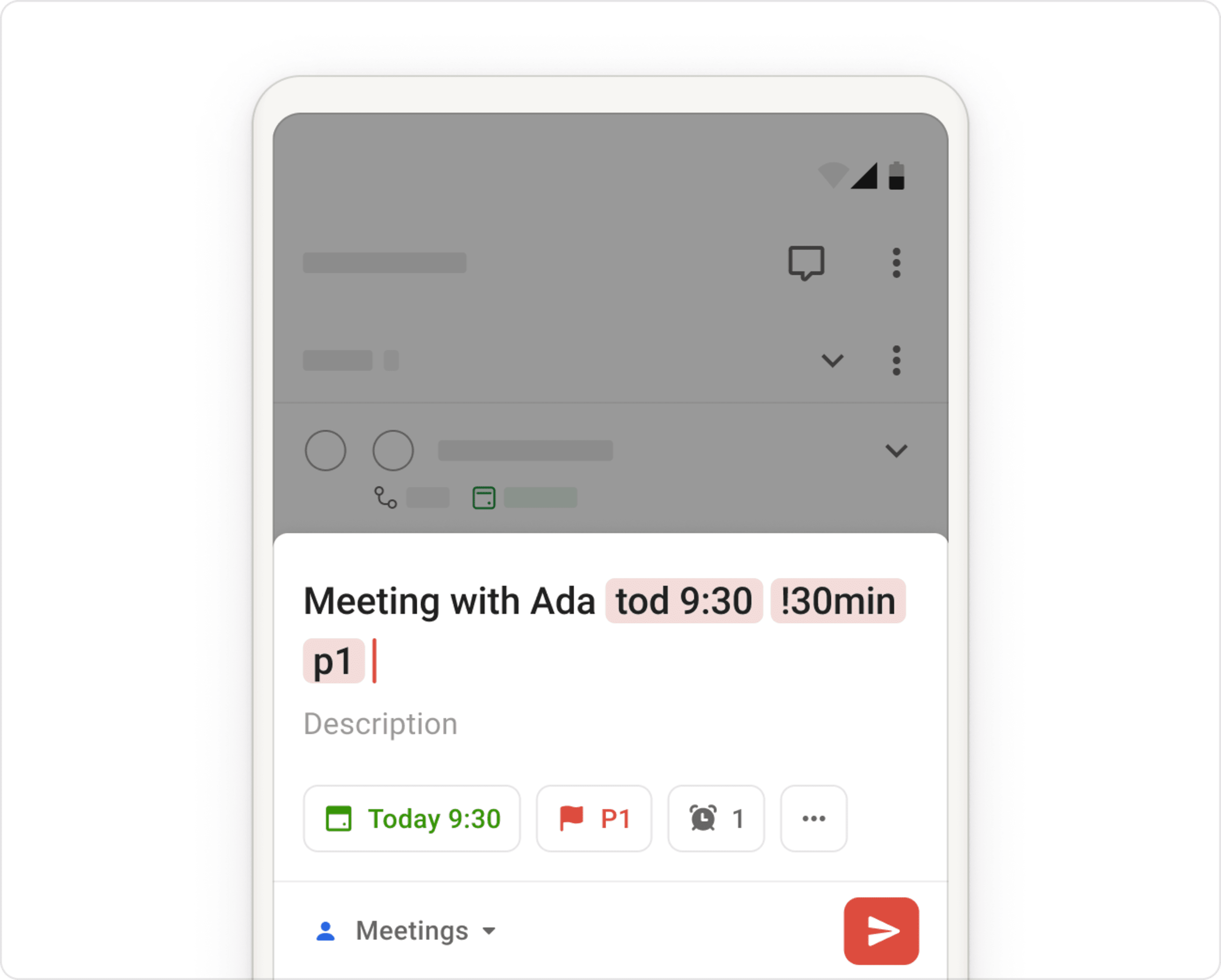 Addition of a task in Todoist