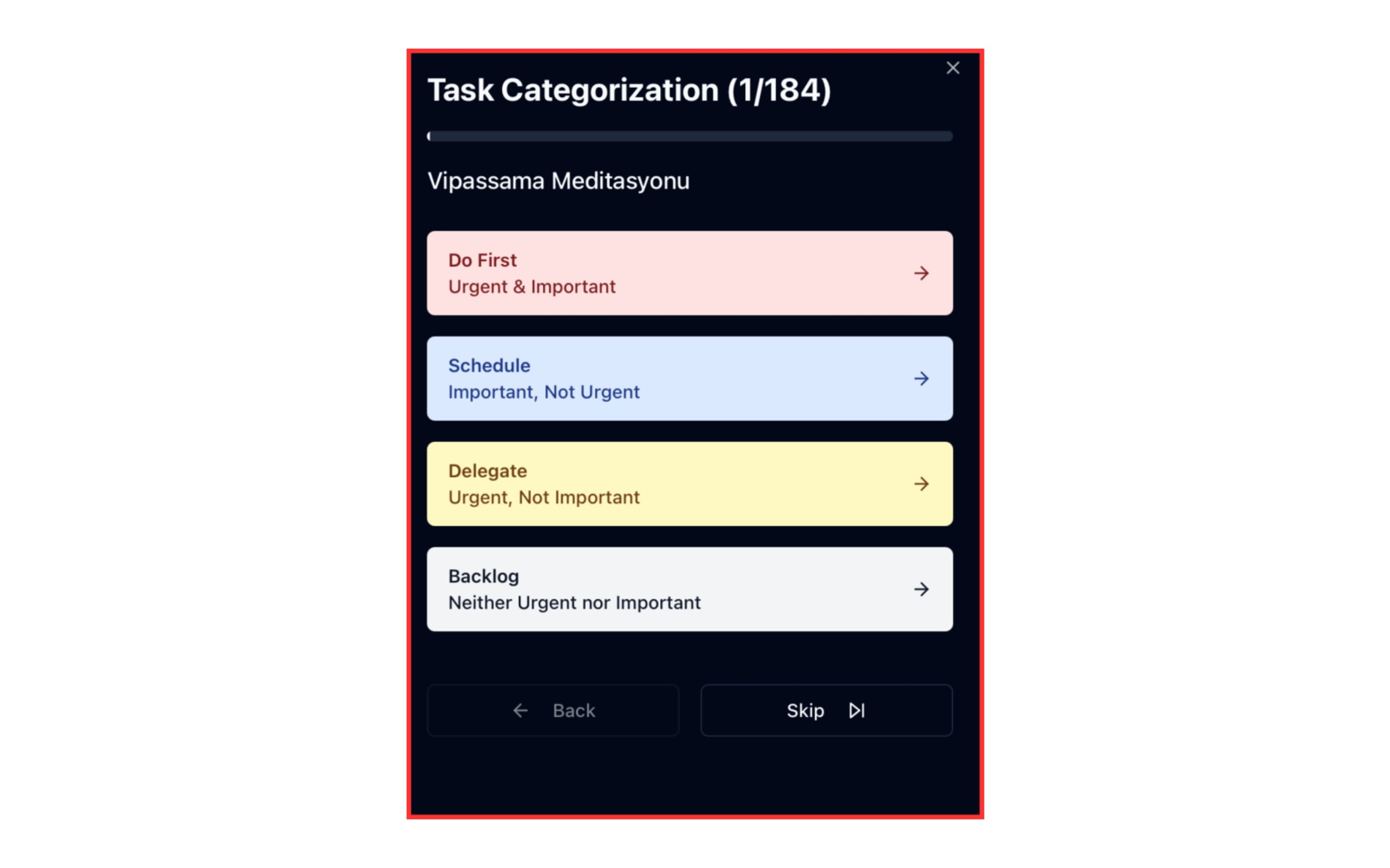 Task categorization