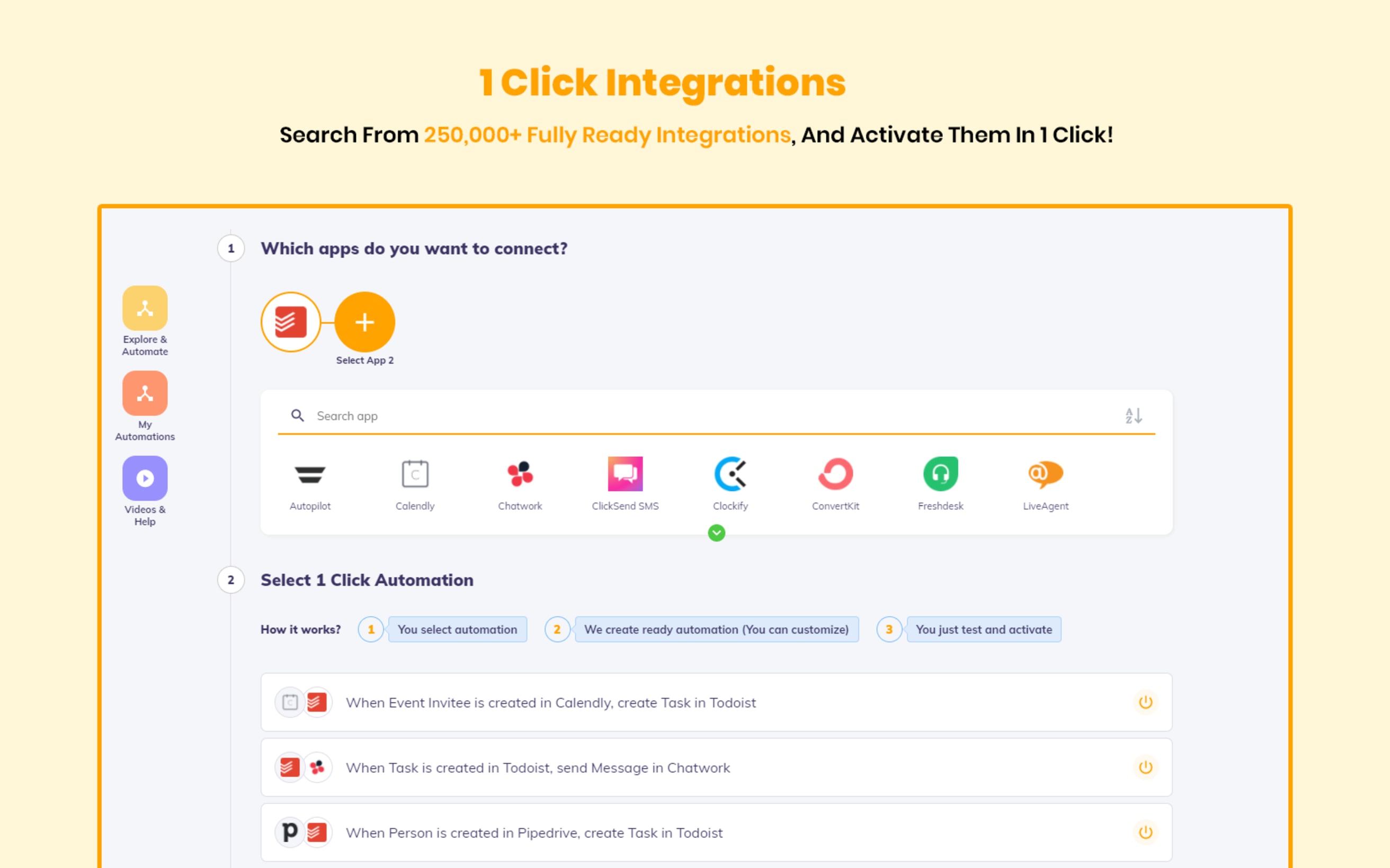 integraciones con 1 solo clic