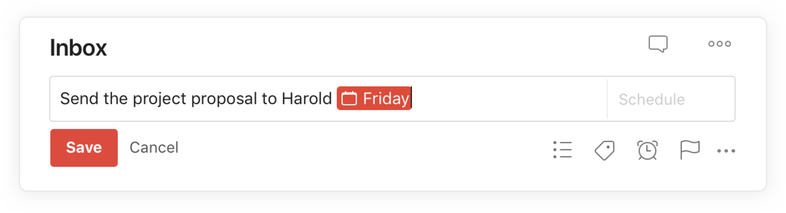 Using Todoist's smart date recognition to schedule a task for Friday using natural language.