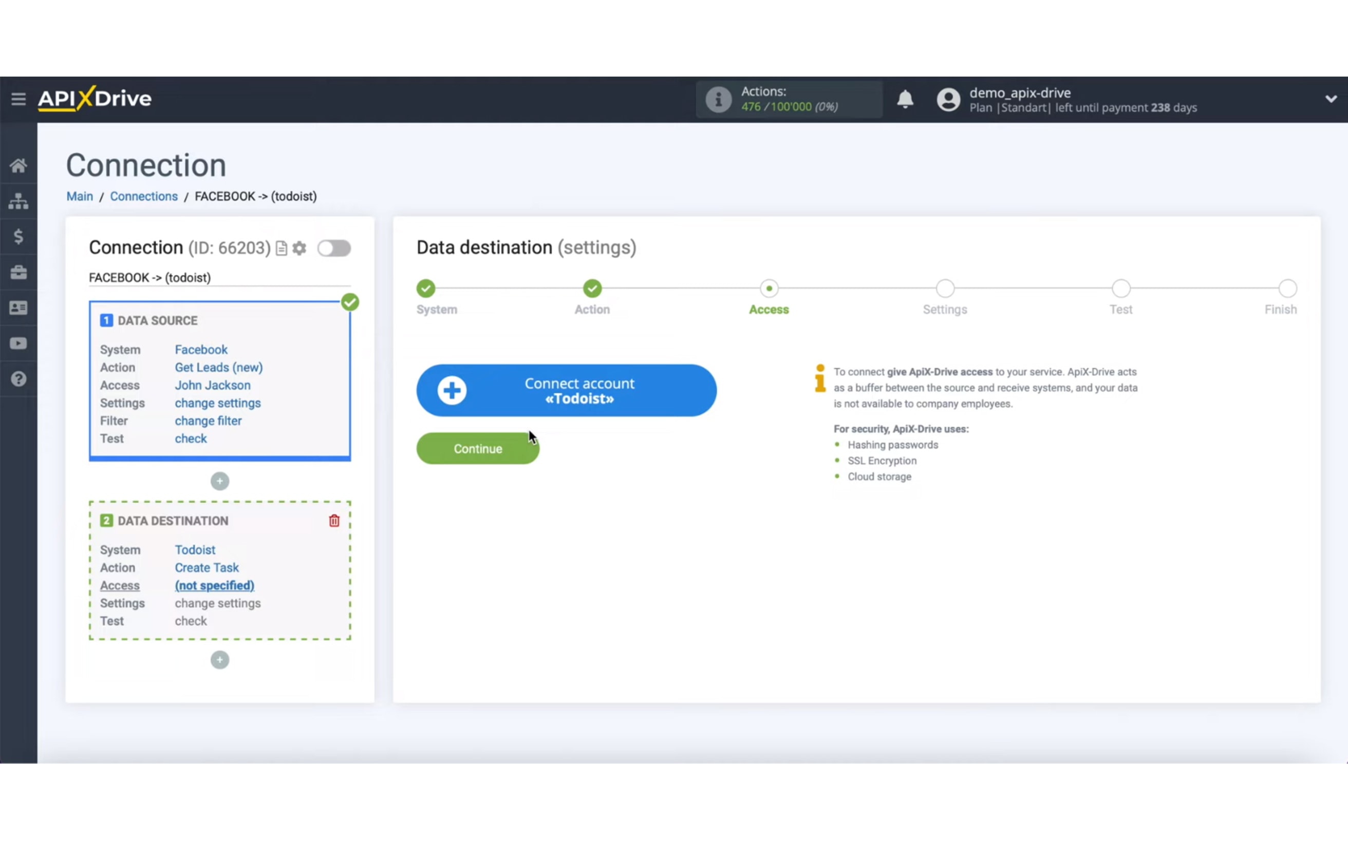 ApiX-Drive Connection Screenshot