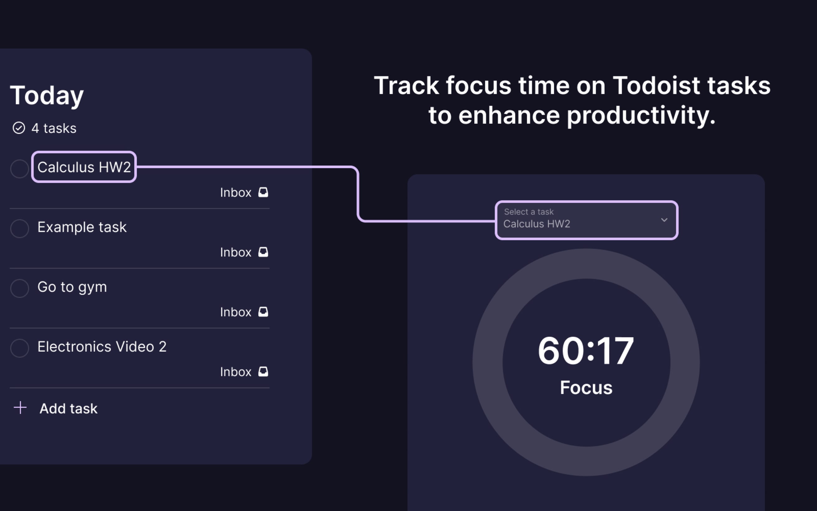 Track focus time on Todoist tasks