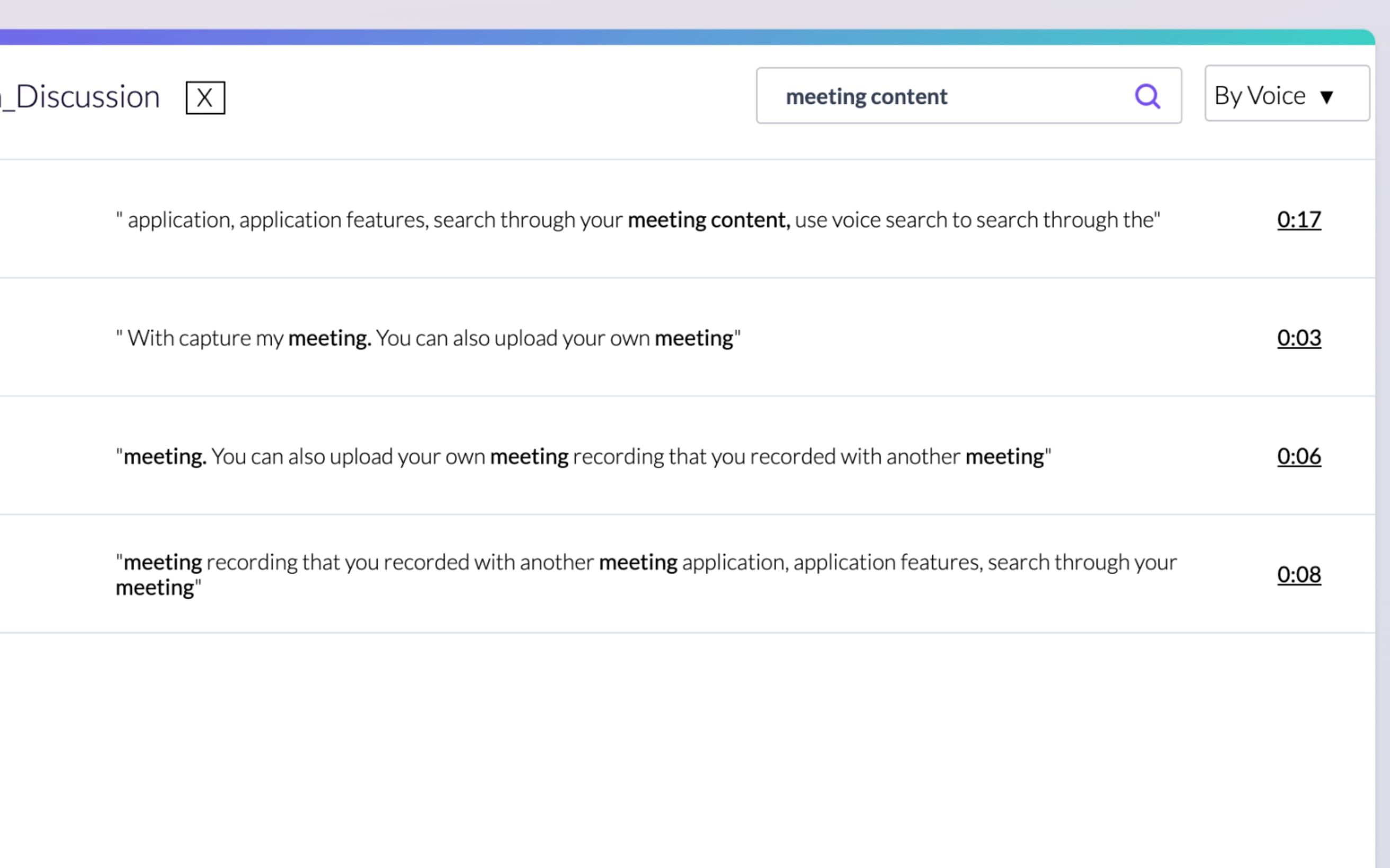 Voice search in CaptureMyMeeting