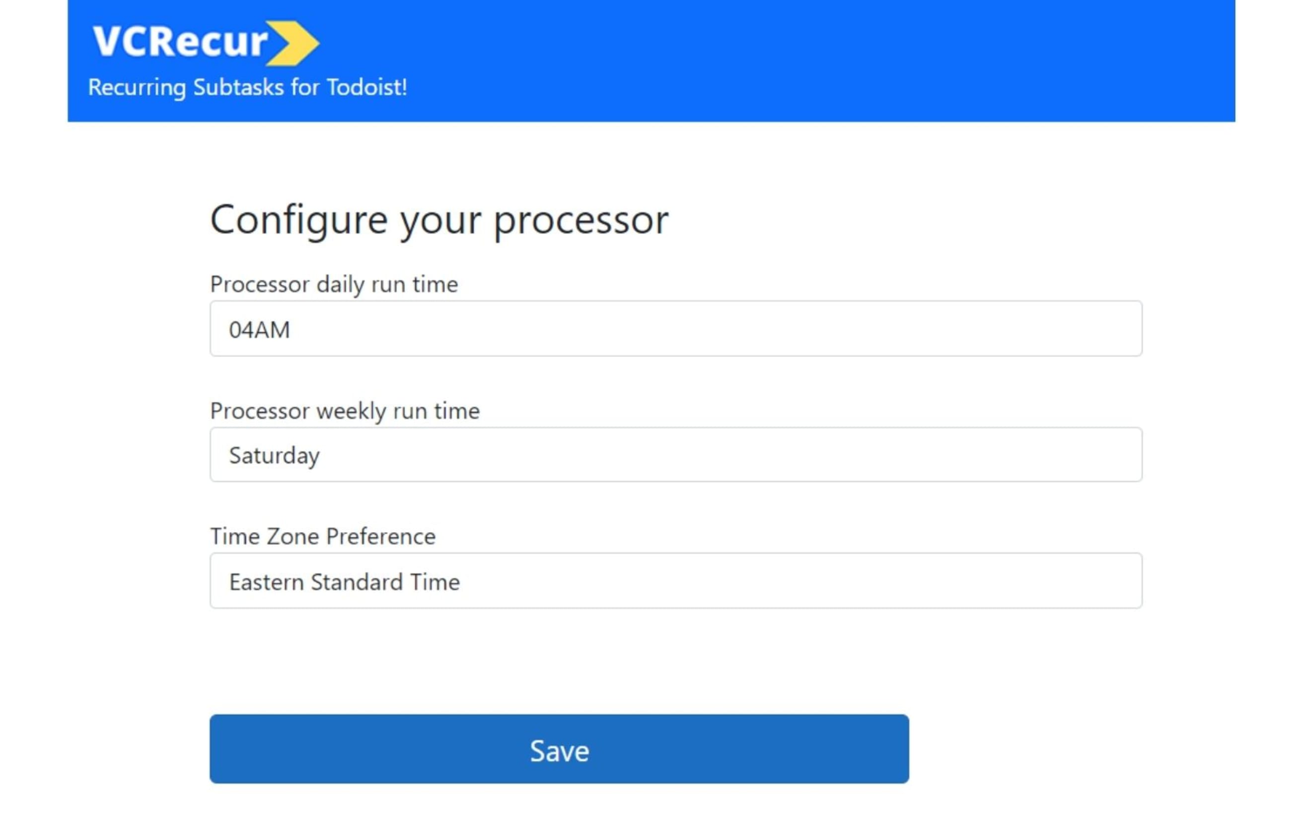 Configuración de VCRecur