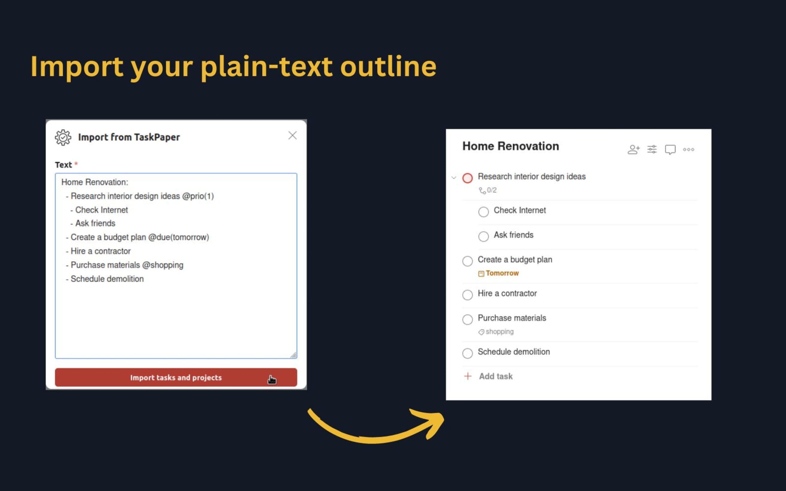 Import your plain-text outline