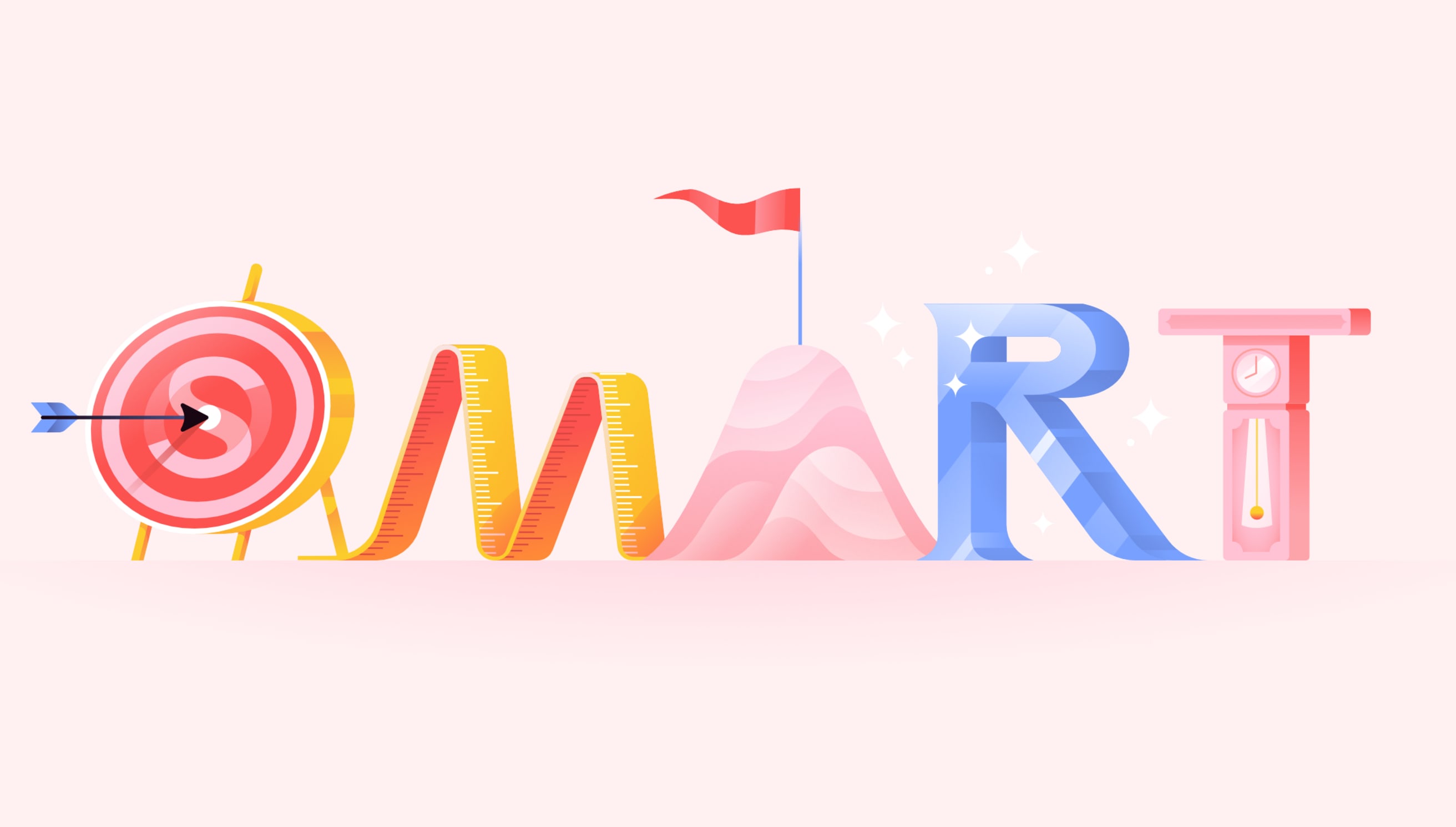 Colorful illustration spelling out the word SMART