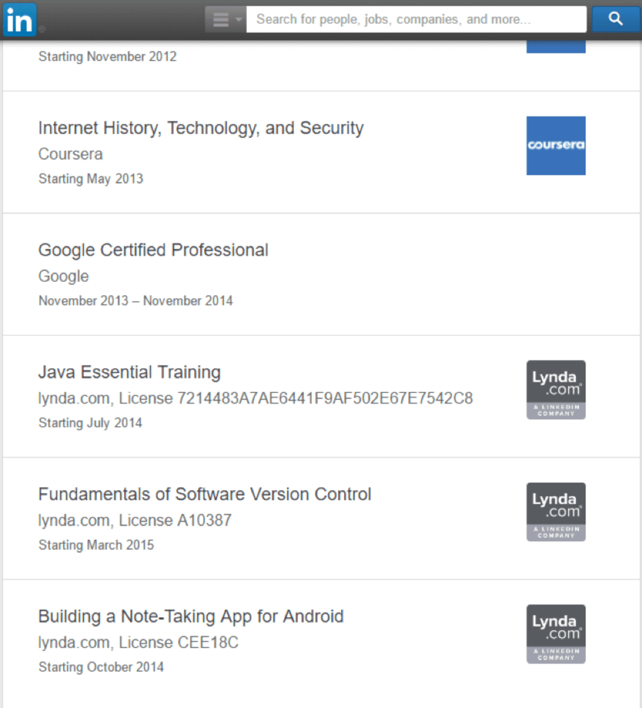 Lynda certifications