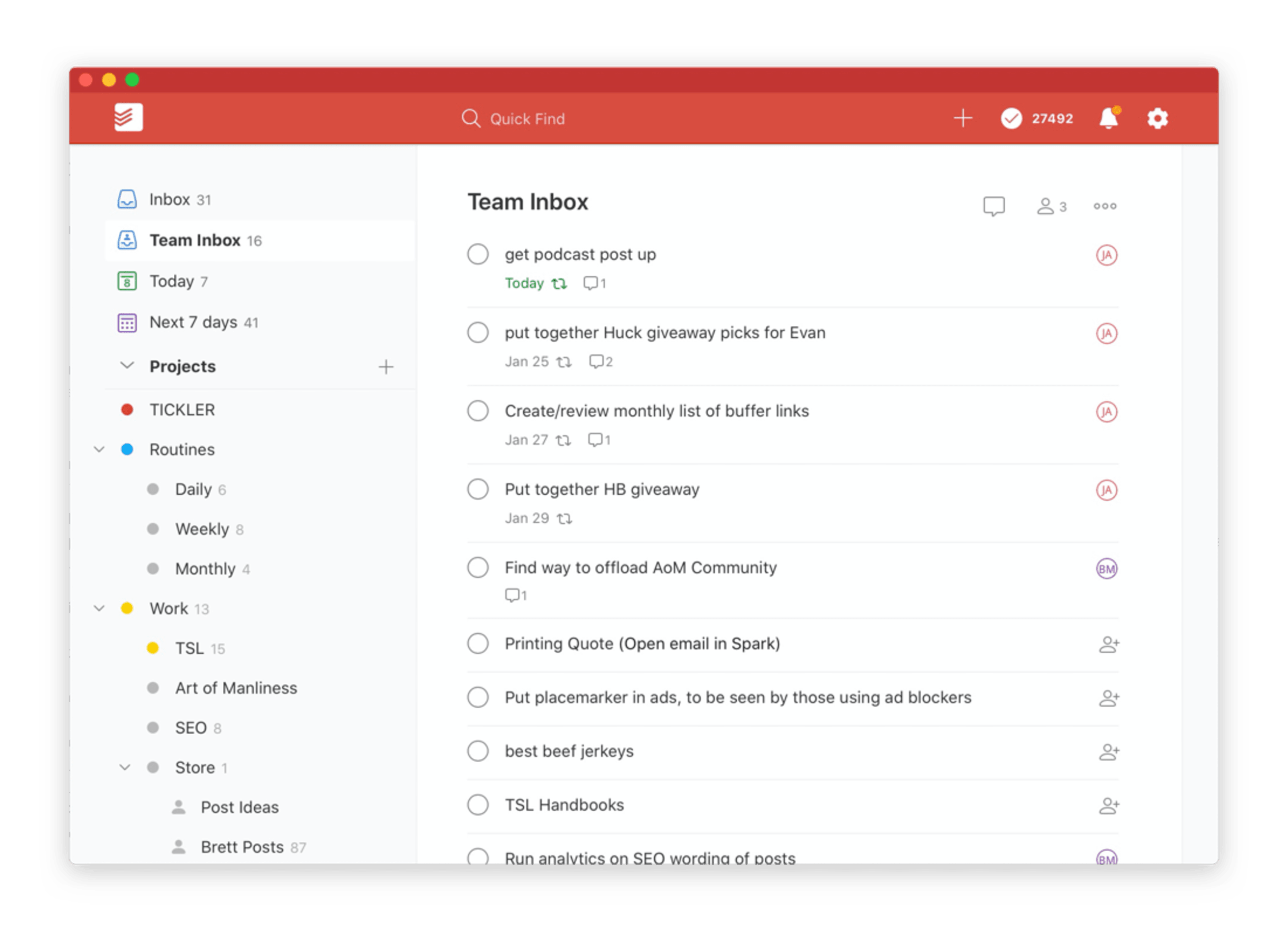 Brett McKay Todoist team shared inbox