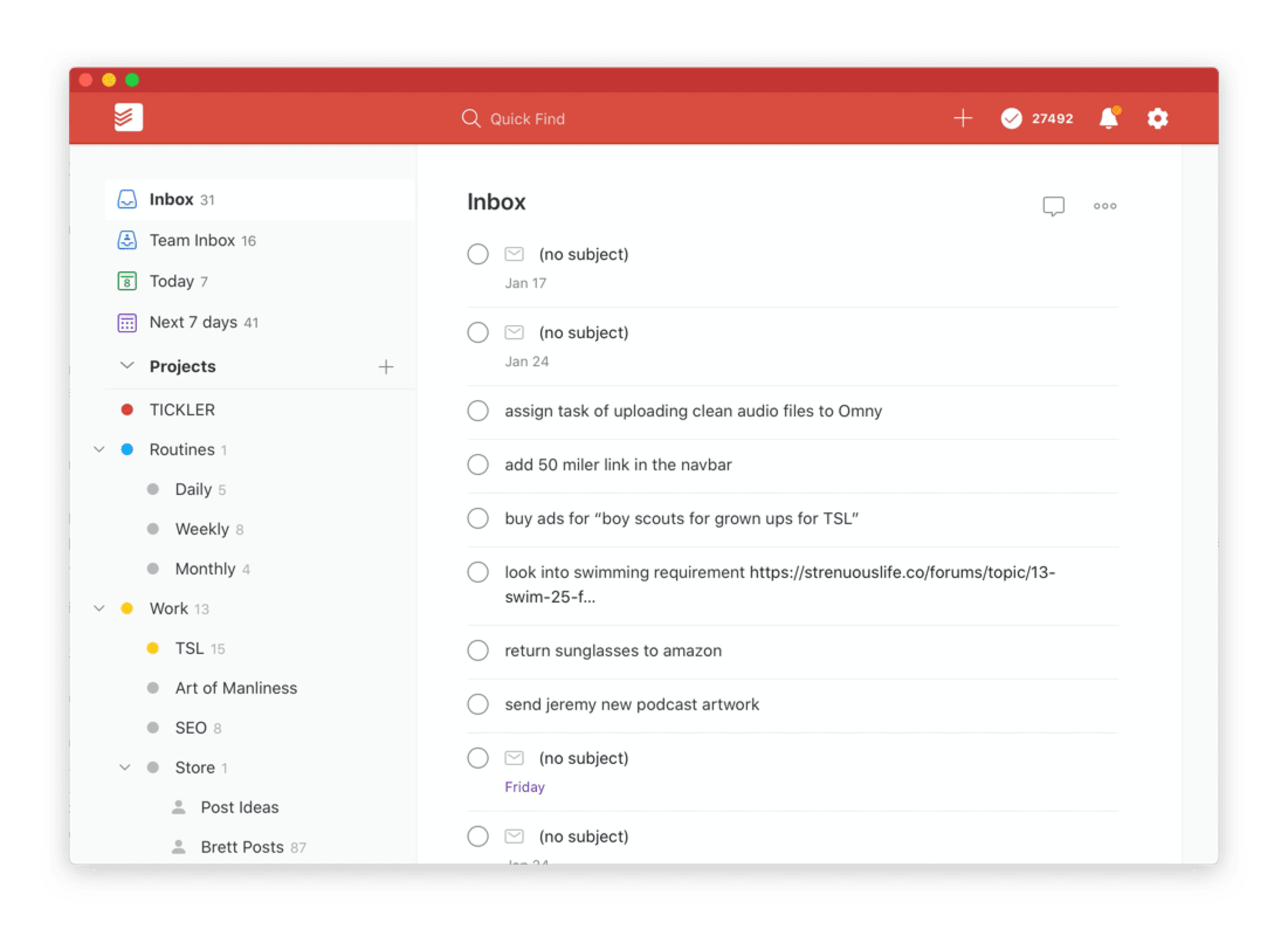 Brett Todoist inbox