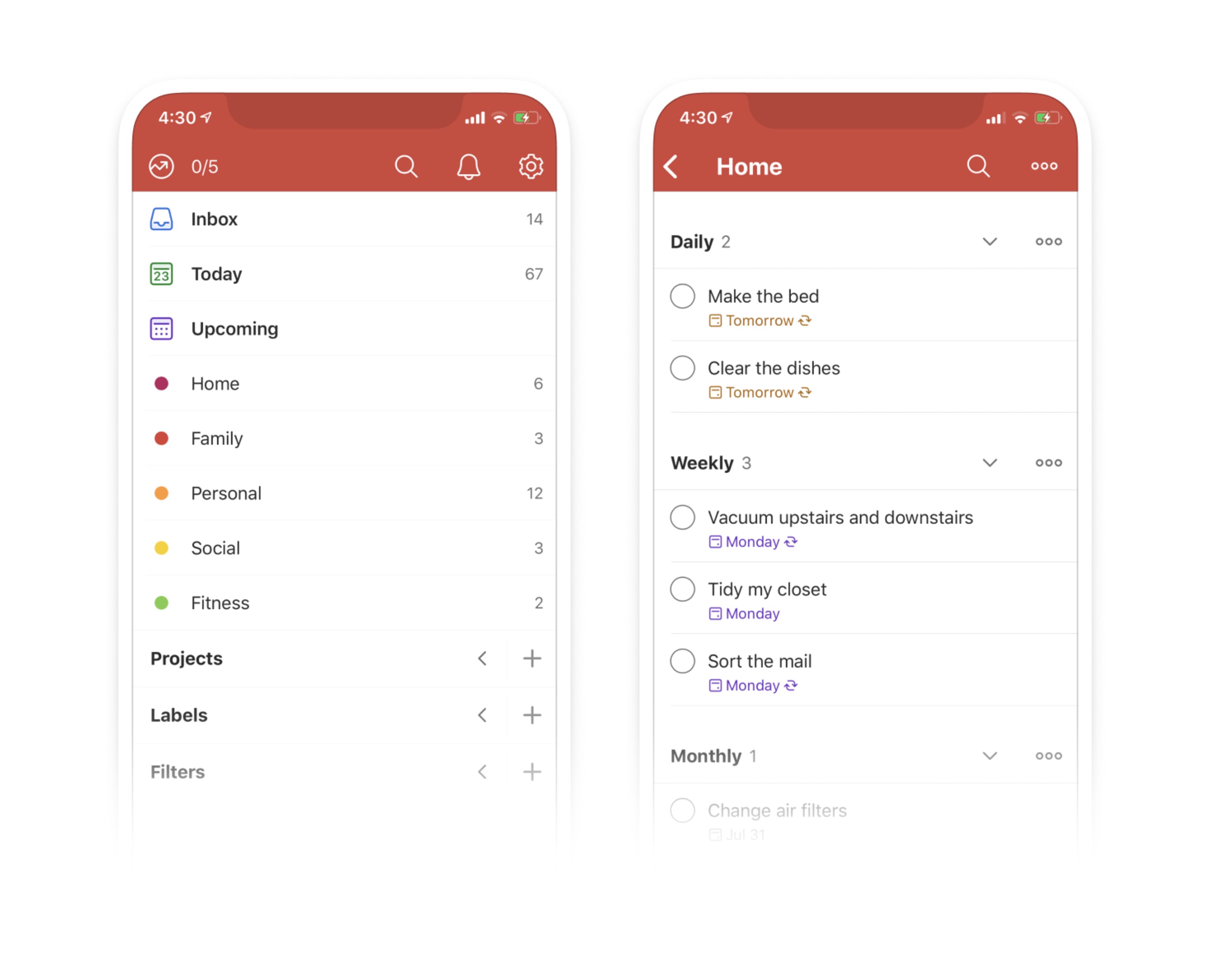 Create personal Todoist projects like &quot;Family&quot; and &quot;Fitness&quot;