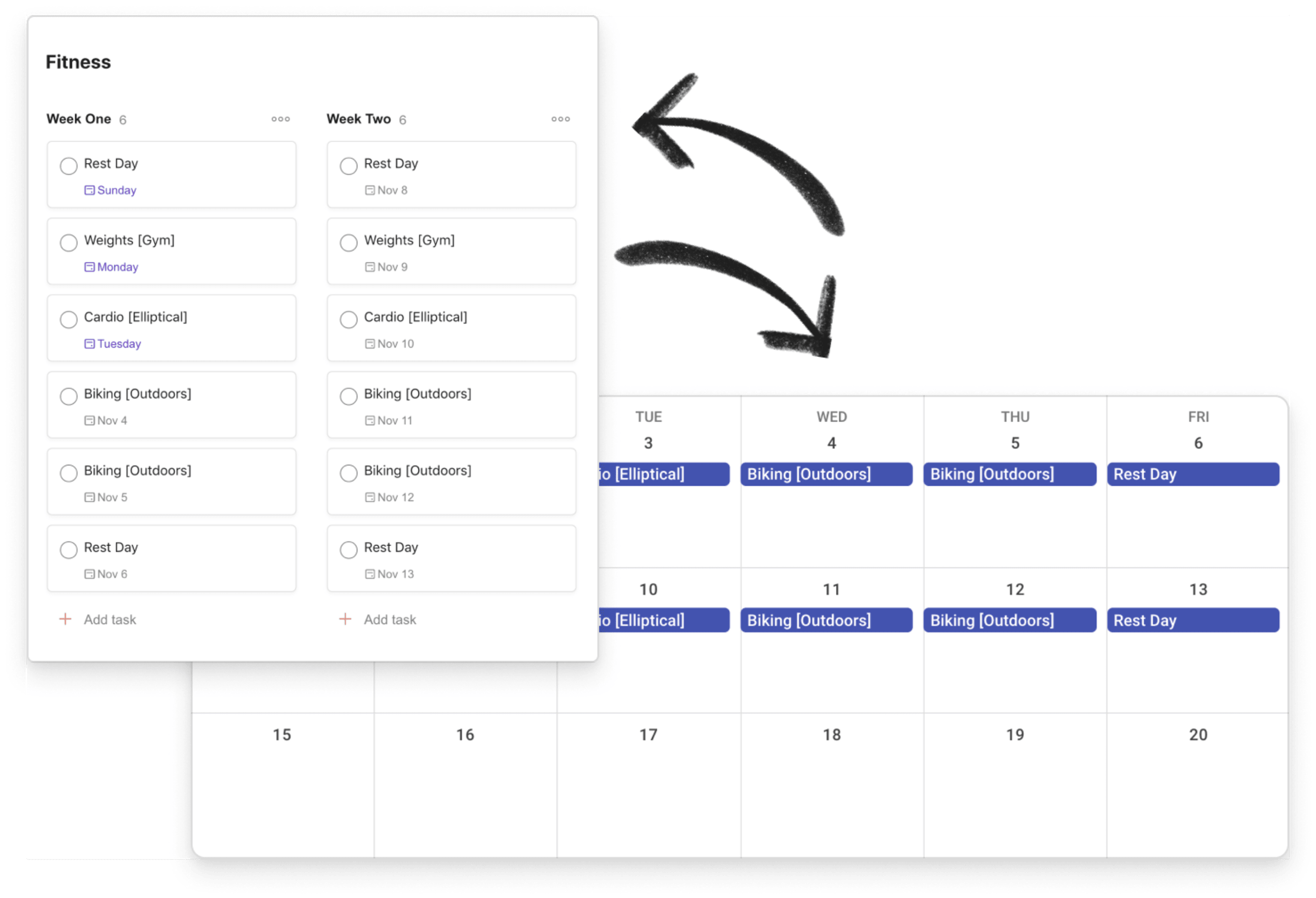 Todoist for health workout calendar integration