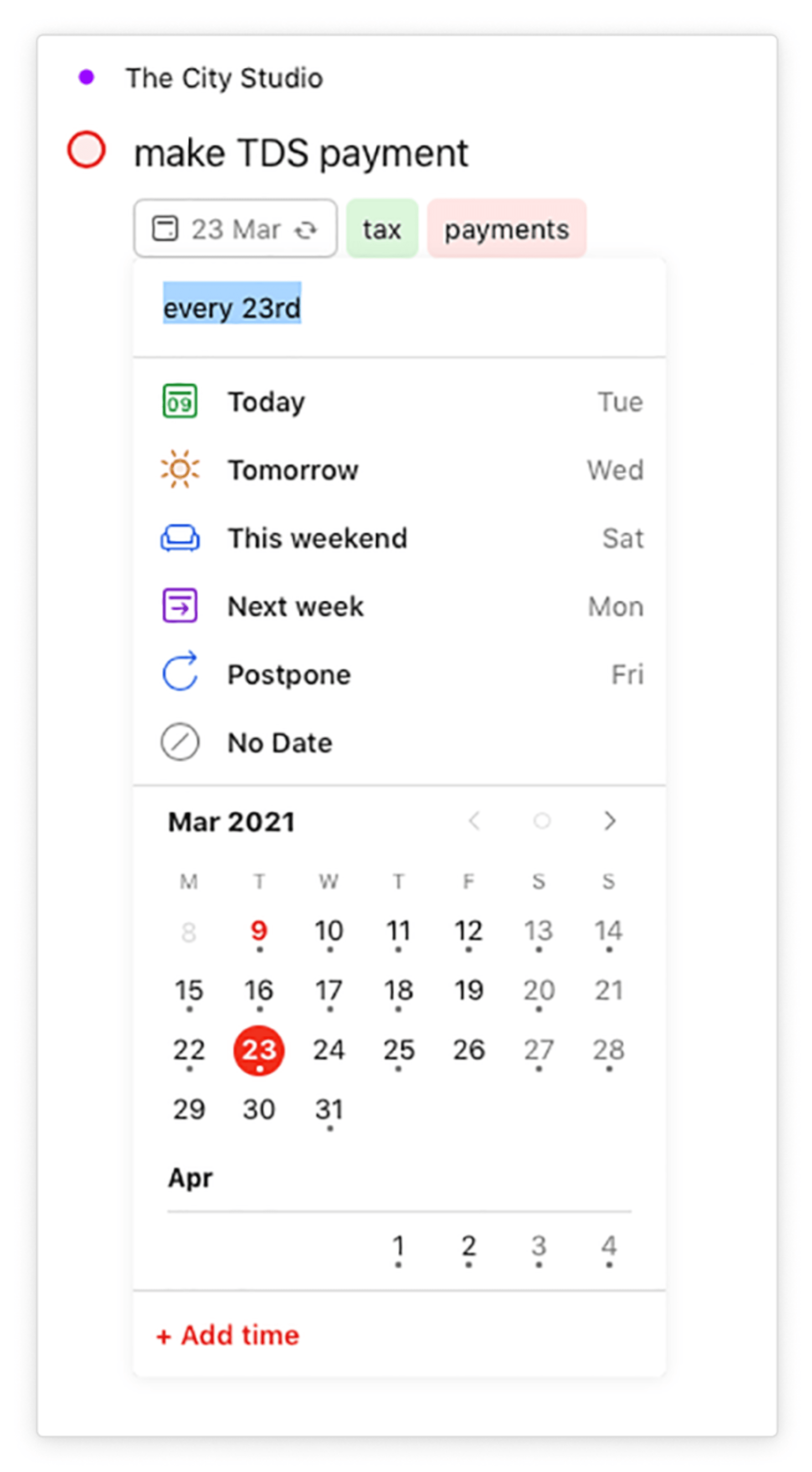 todoist for taxes shivani tds