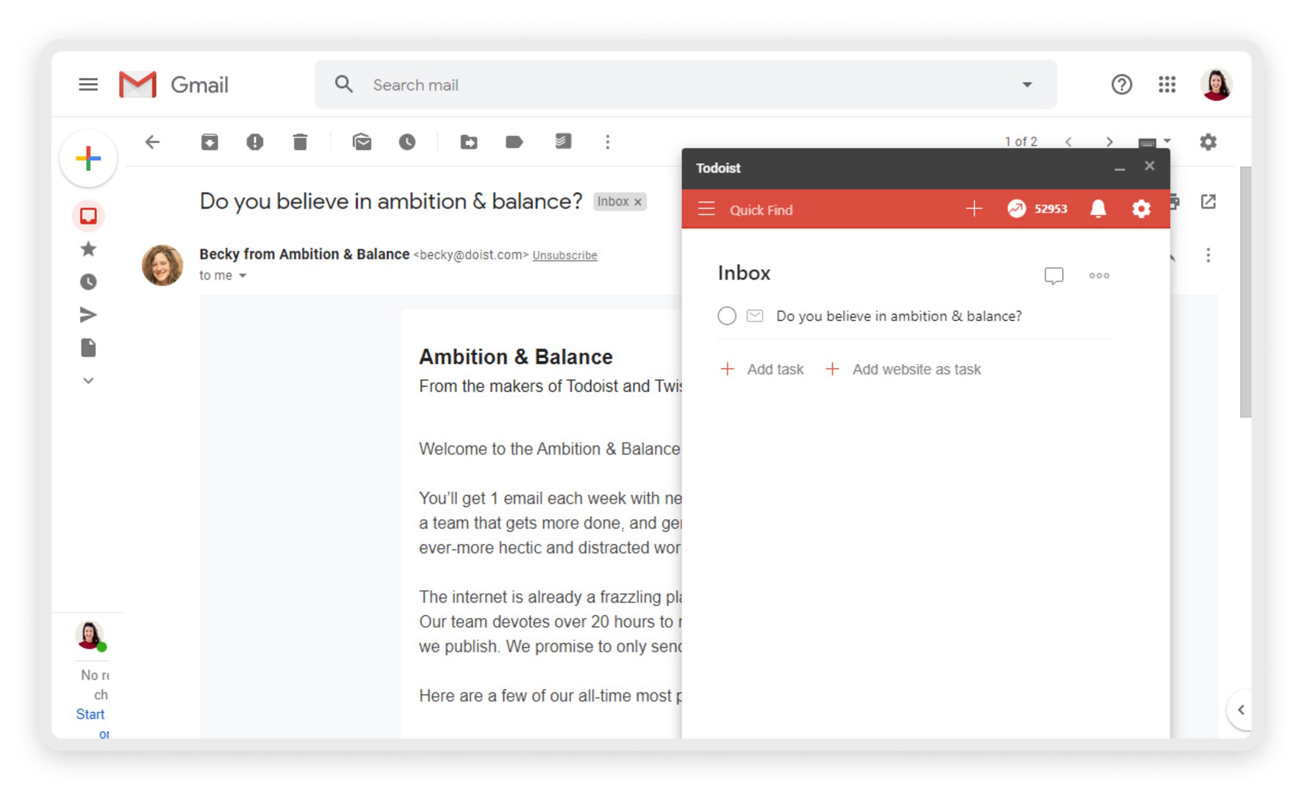 Use Gmail with Todoist