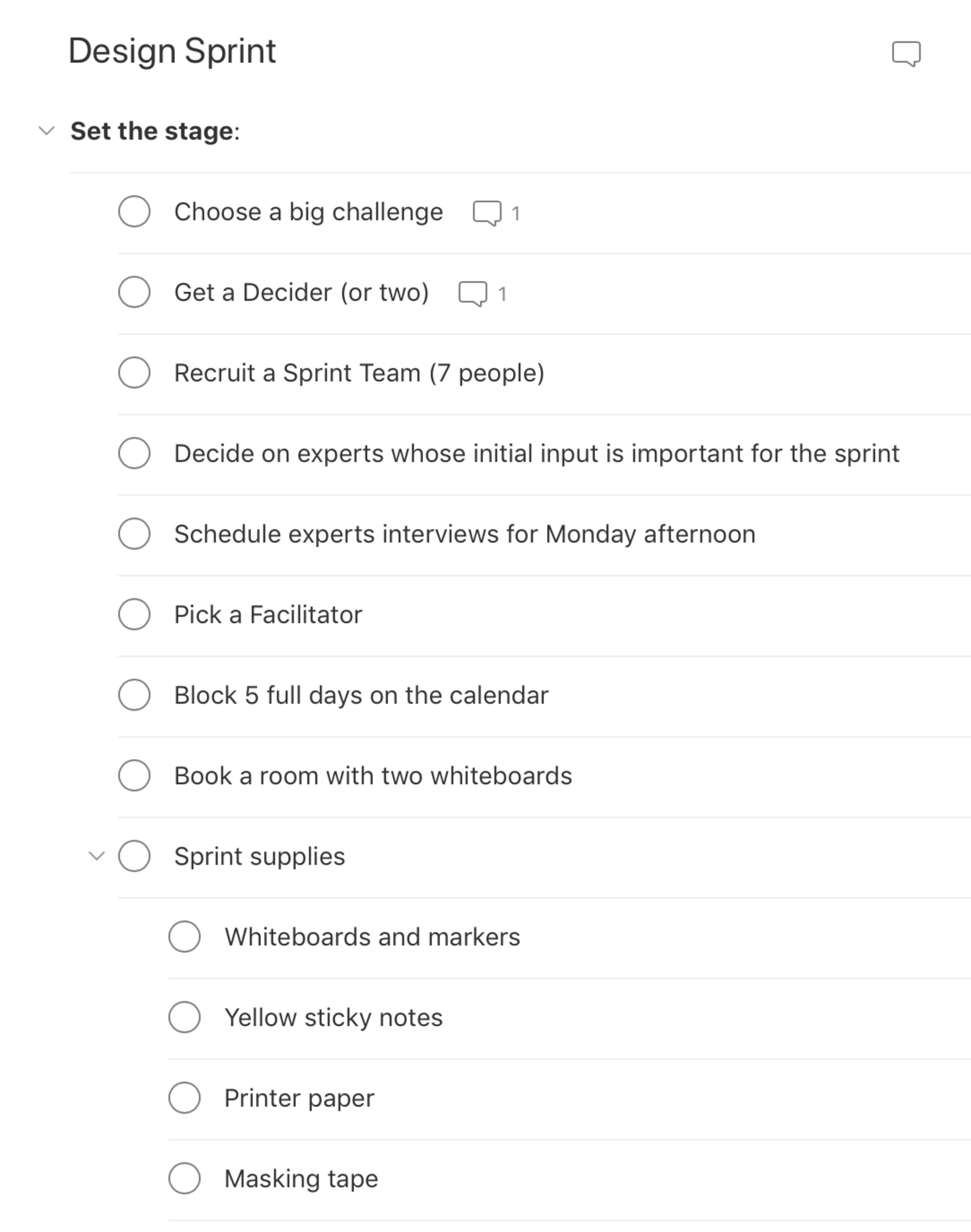 Design Sprint Templates Todoist