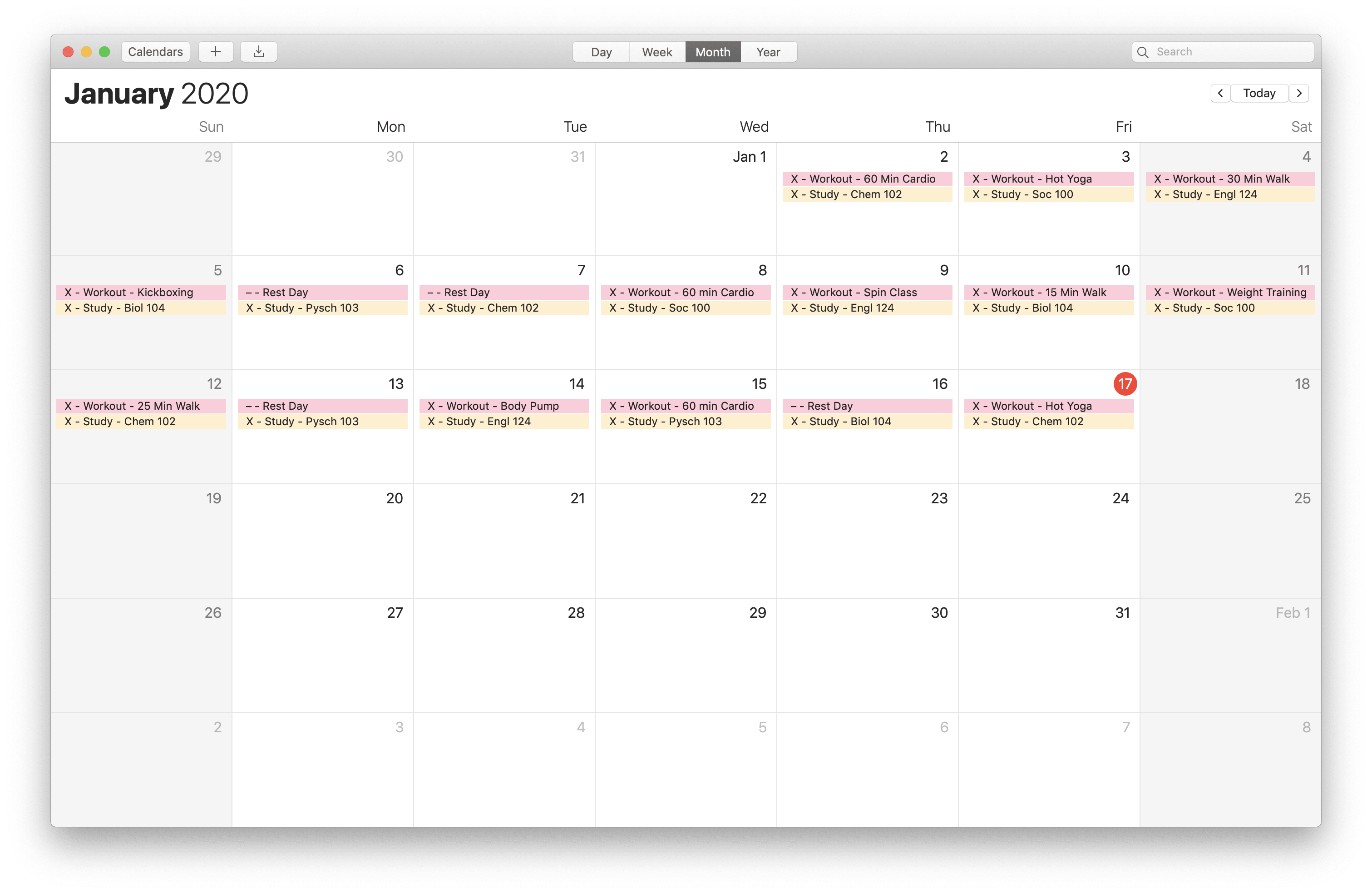 Track your streaks on the Mac calendar