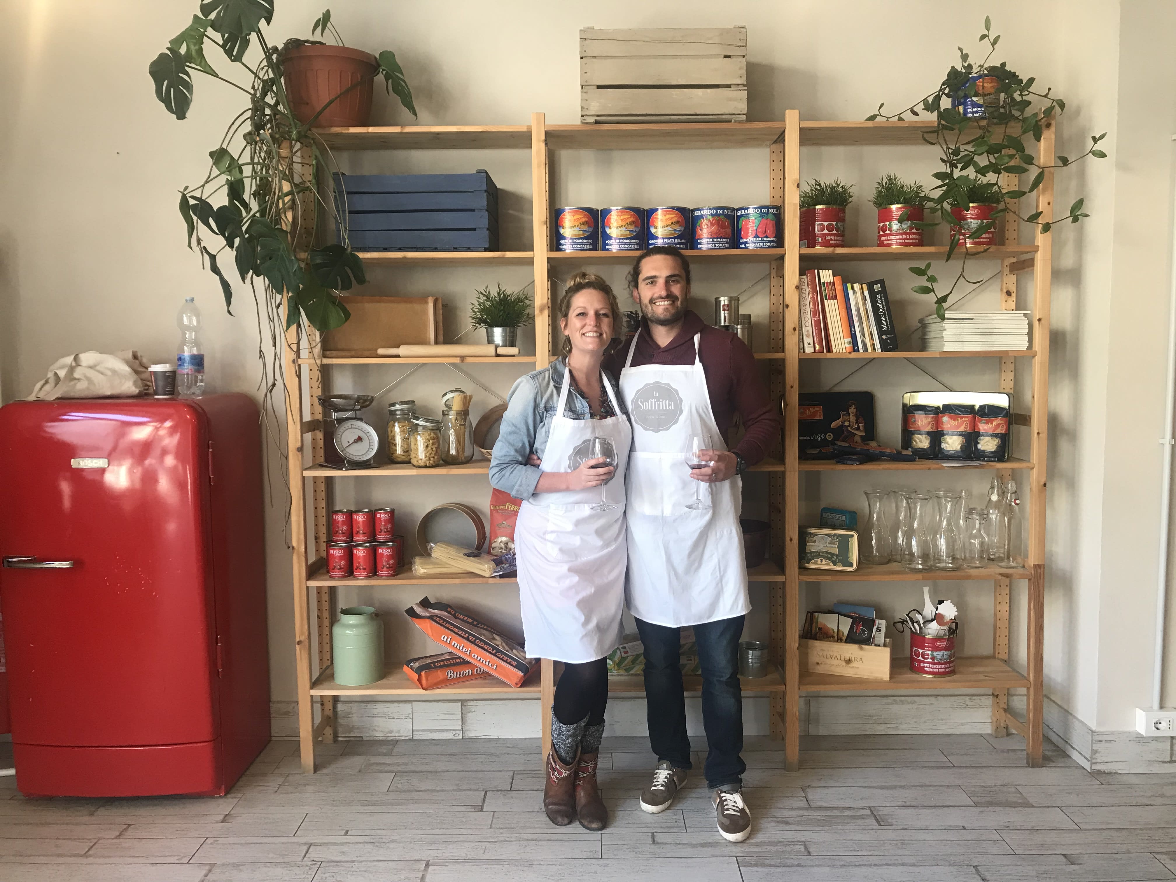 Chase Warrington and his wife Allison at a cooking class in Italy.