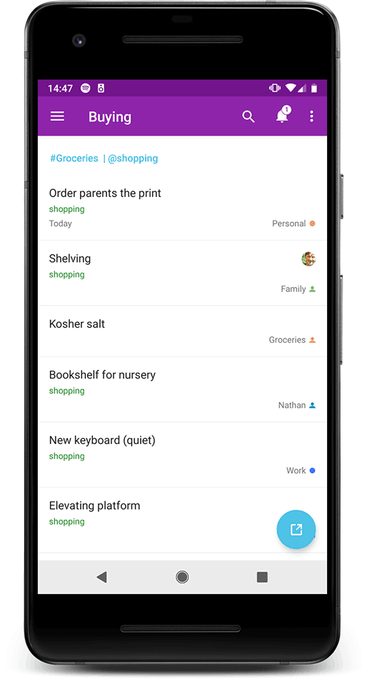 Benjamin and his family use a ‘@shopping’ label across projects for easy access while they’re out.