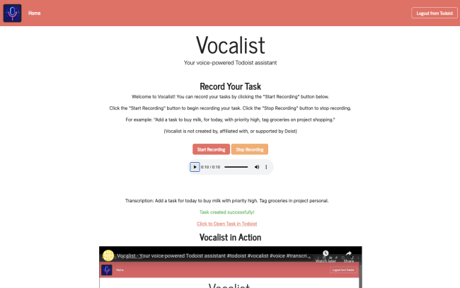 Convert your voice command to a task